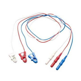 3 Elektrodenkabel in rot, weiß und blau