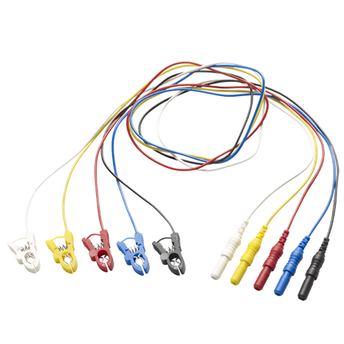 5 Elektrodenkabel in rot, weiß, blau gelb und schwarz